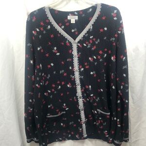 Celestial Dreams Floral Lace-Trim Sleep Cardigan